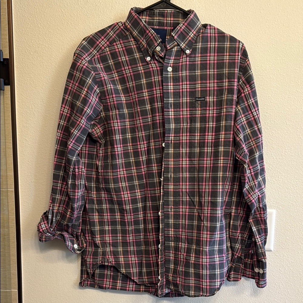 Faconnable Plaid Button-Down Shirt in Pink and Black
